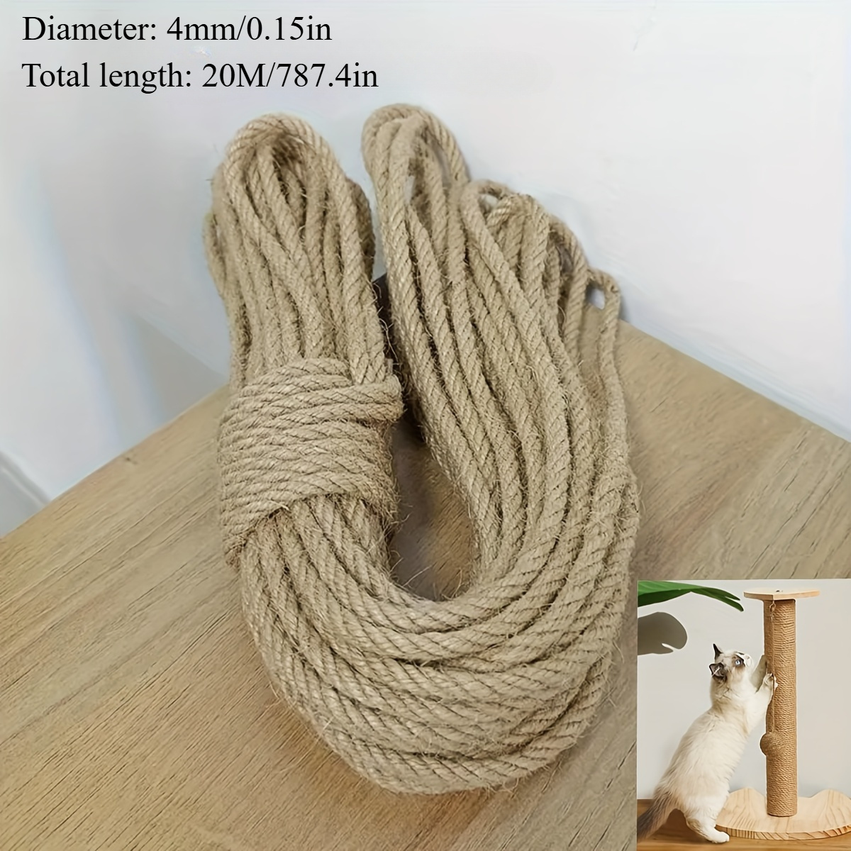 Genuine Durable Hemp Twine For Crafting Cat Scratchers And Making Repairs, Ideal For Type Of Cat