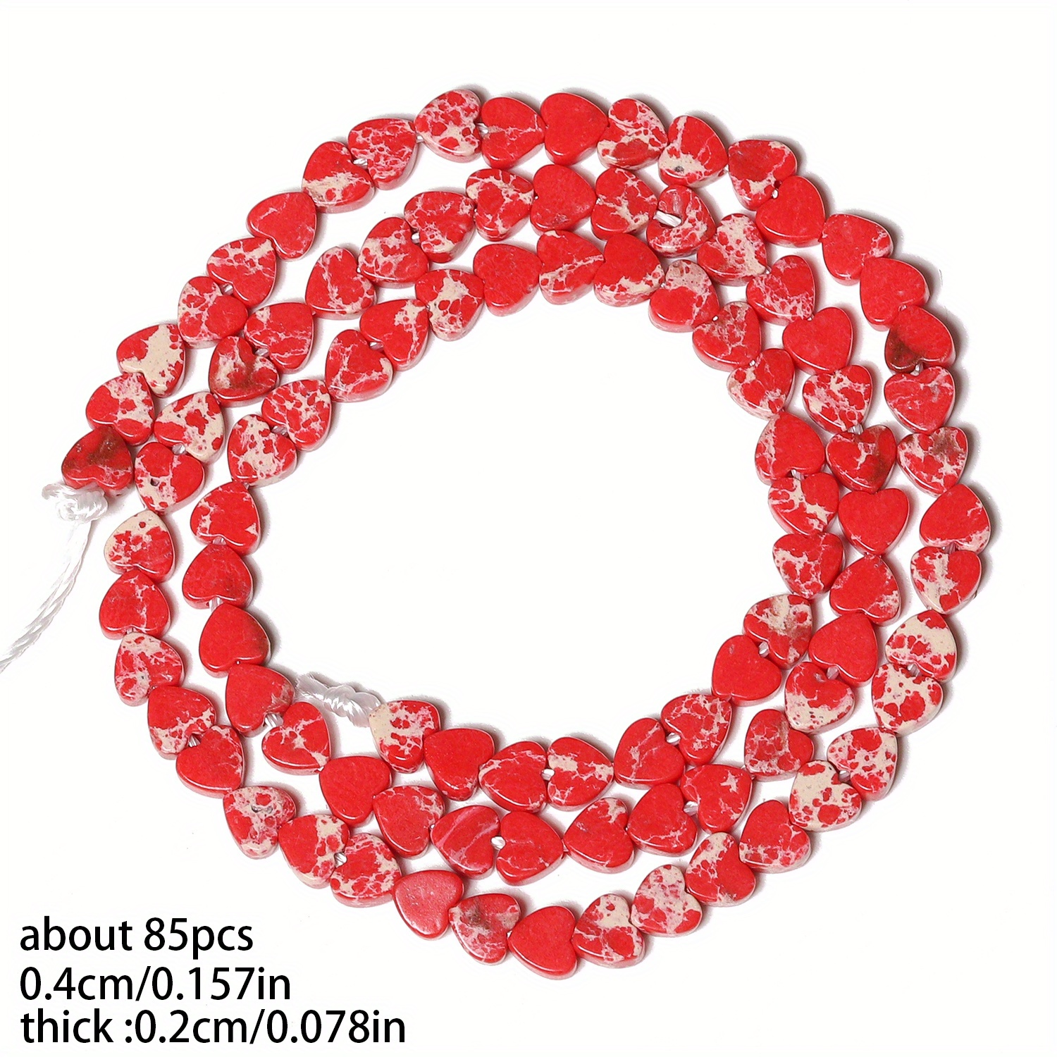 TEMU 2d Flat - Sediment Imperial Jasper Stone Beads In 4mm Flat Heart Shapes, Perfect For Jewelry Projects Like Bracelets, Necklaces, And Stylish