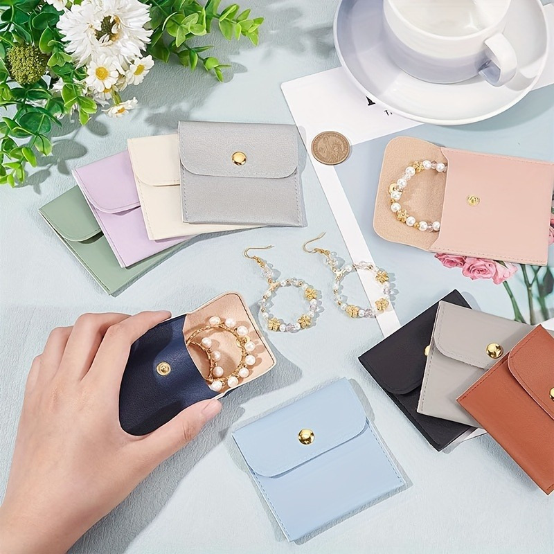 artificial leather jewelry bag multiple color button bags suitable for rings four colors are   for   endants necklaces perfect storage solution jewelry storage box storage Product details 3