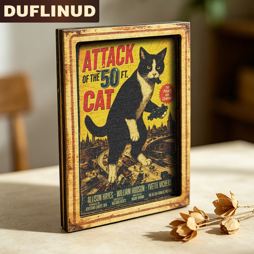 TEMU Aimant de réfrigérateur style film vintage, mini plaque décorative avec un design ludique de et blanc dans un style d'affiche de film. Fabriquée