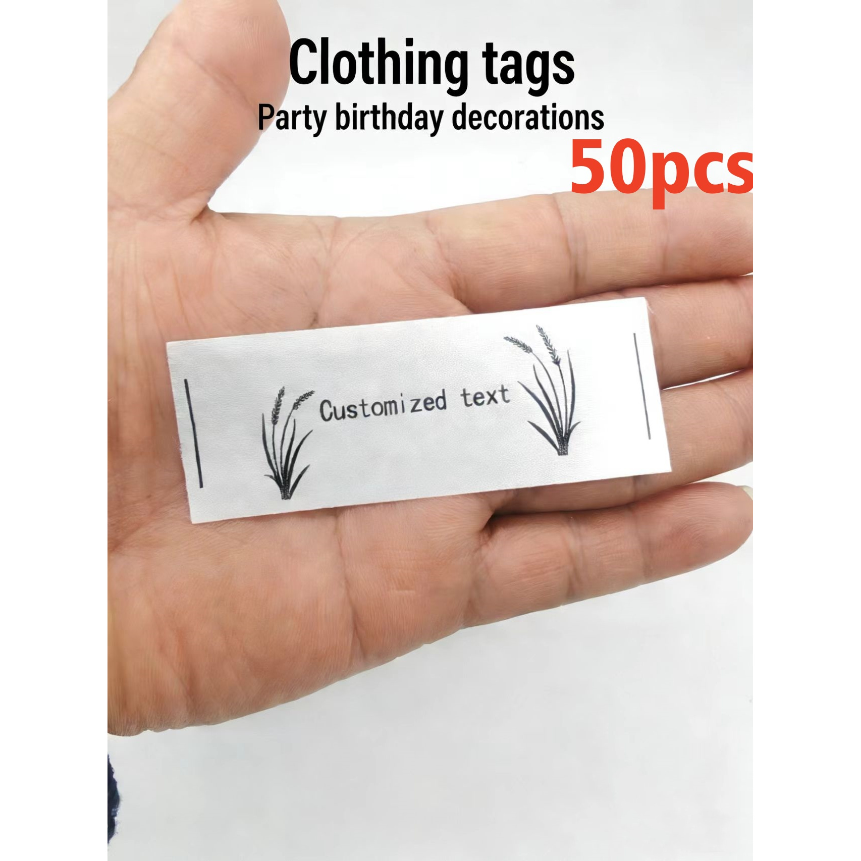 TEMU 50 pièces Personnalisés avec Nom, Étiquettes Textuelles Personnalisables, Accessoires Décoratifs en Tissu pour Couture DIY pour Vêtements