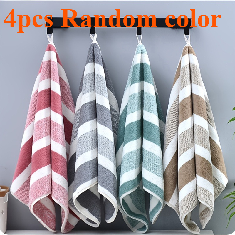 TEMU 4pcs Bathroom Towels - Size: 11.8 X 27.5 Inches, Thick Coral Fleece, Microfiber, Multi-colors, Absorbent, Quick-dry, Soft And Comfortable,