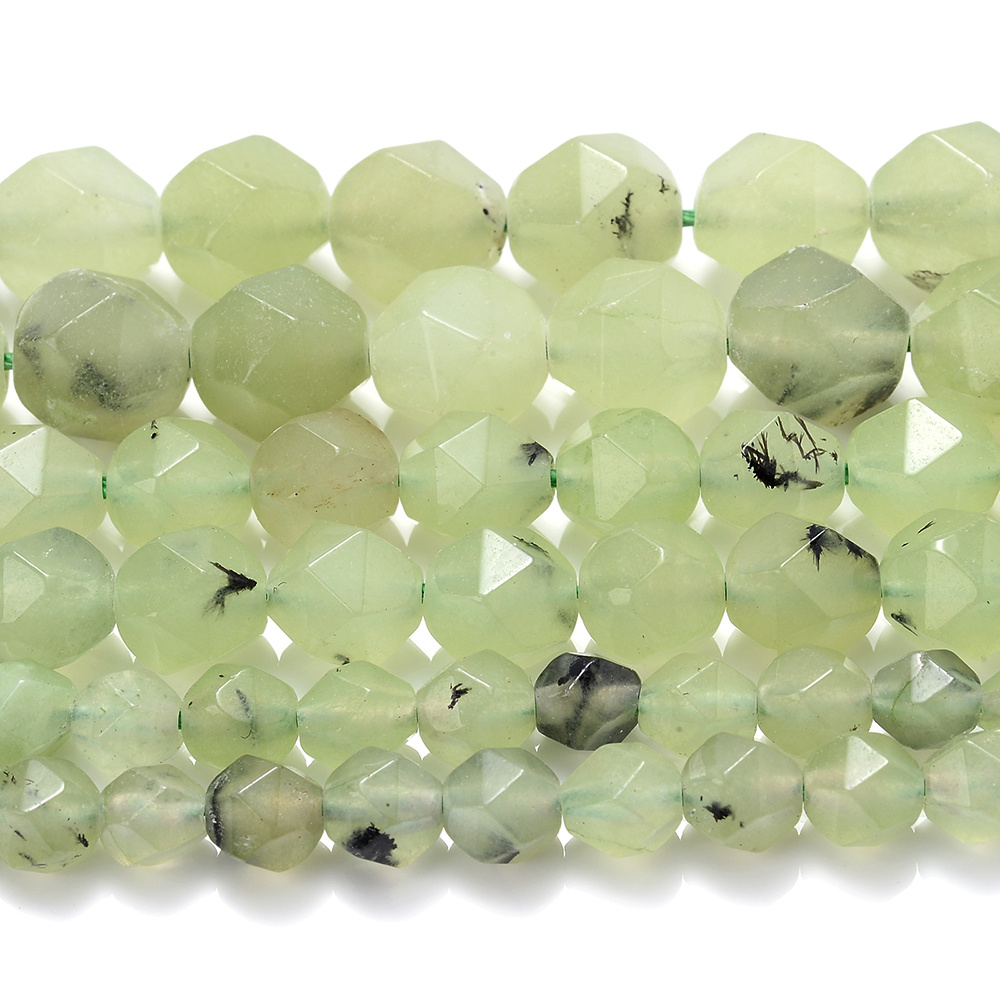 TEMU PIPITREE Perle di Prehnite Naturale - Perle Sfaccettate per Creazione Gioielli Fai da Te, 6mm 8mm 10mm Perle Spaziatrici per Bracciali, Collane,