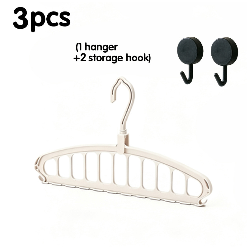 TEMU Ensemble de 3 pièces : 1 cintre + 2 crochets de rangement. Cintre empilable à plusieurs trous et à plusieurs niveaux, organisateur de vêtements