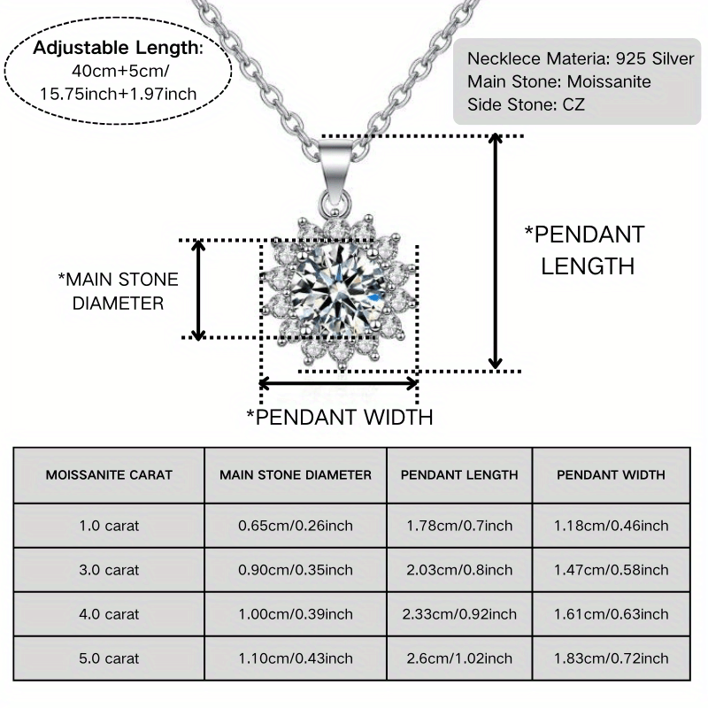 Women's Moissanite Sunflower Necklace — Elegant Gift