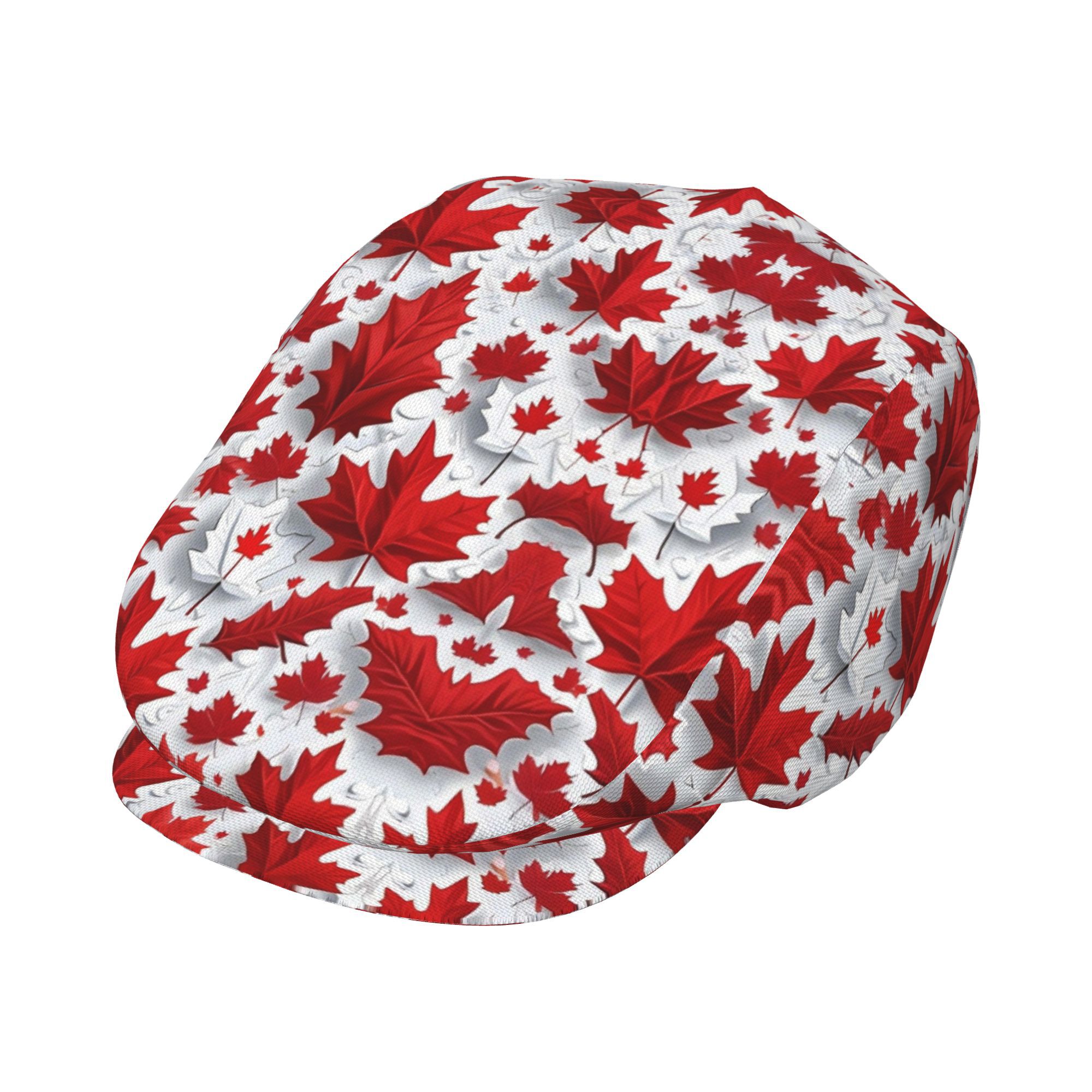 TEMU 1pc Chapeau à Plat Imprimé Feuille d'Érable Rouge pour - Casquette de Conducteur Style Irlandais, , Newsboy - Accessoire Unisexe Léger Toute à