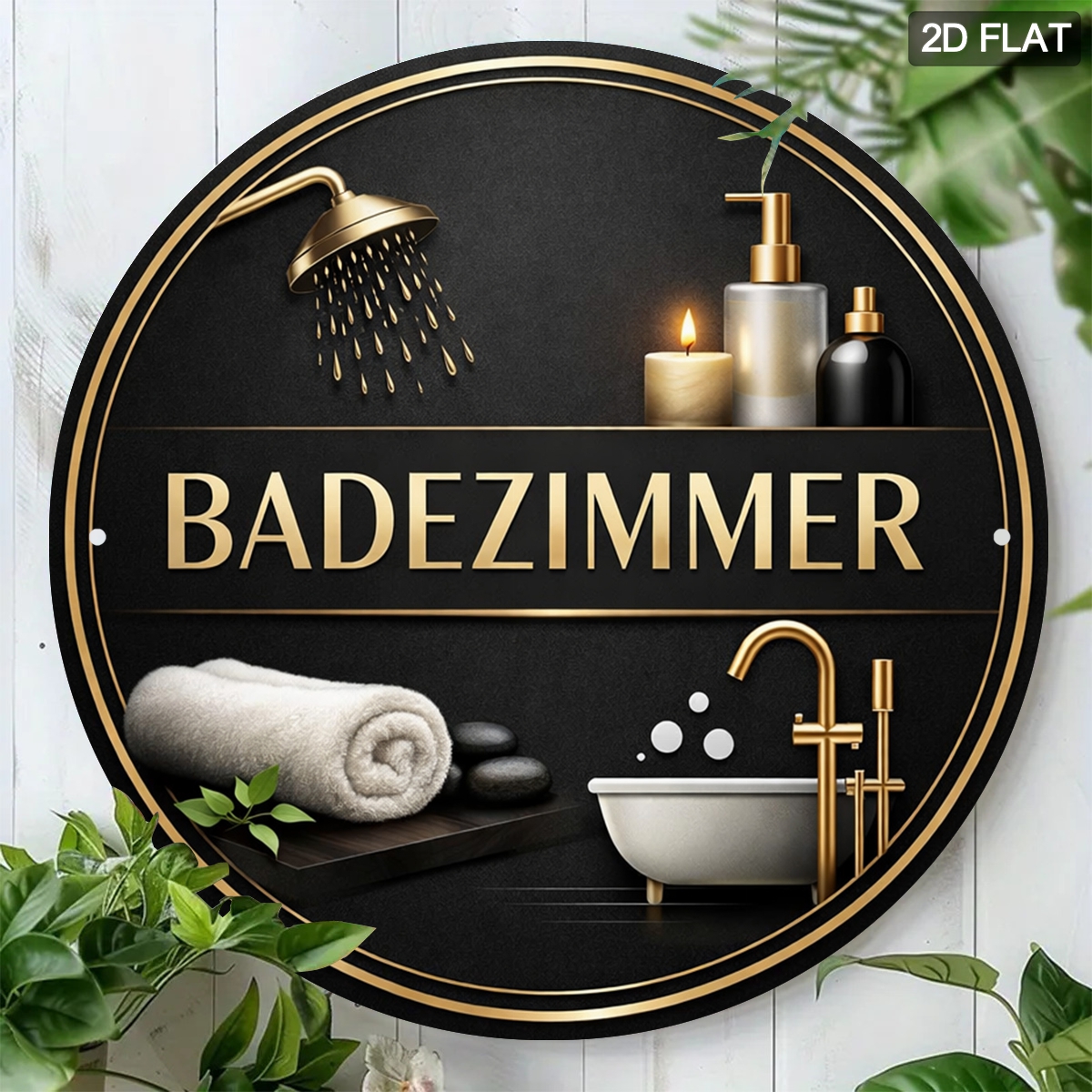 2d Flat - 1pc Of A 2d Flat Decorative Sign And Plaque, Featuring A German Novelty Design For Bathroom Decor, Measuring 19.81x19.81 Cm, Made Of, Ideal For Home, Fireplace, And Seasonal Decoration