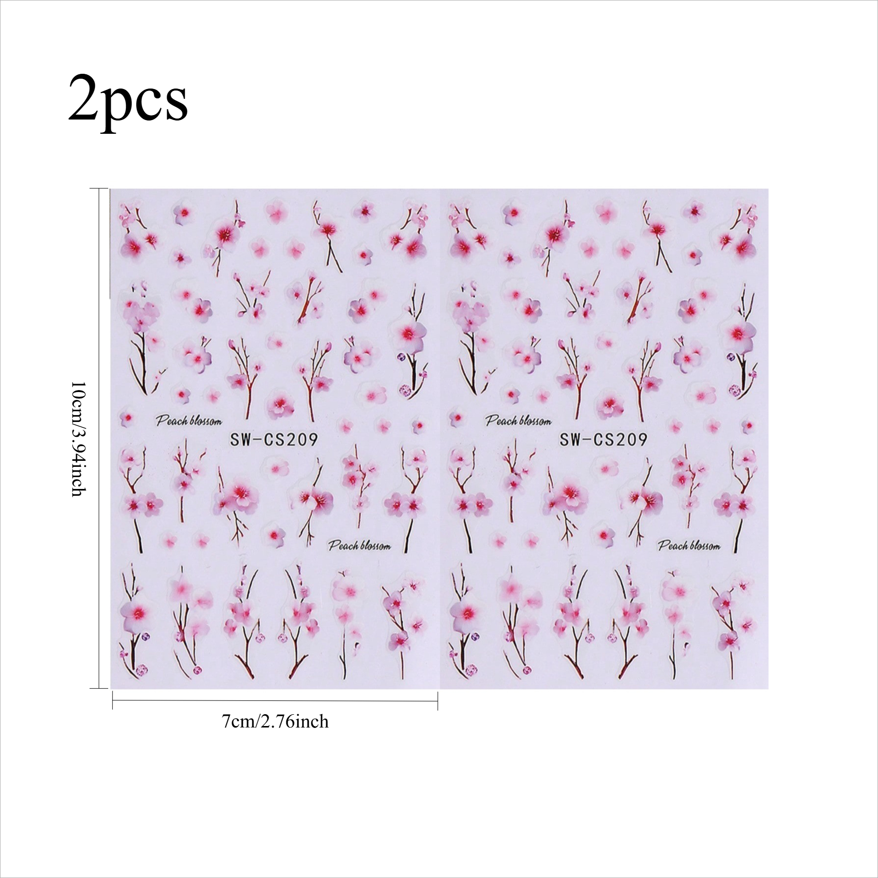 2pcs 3d Flower Nail Stickers, Pink Cherry Pattern Self-adhesive Nail Decoration Stickers, Dating Accessories, Diy Self-adhesive