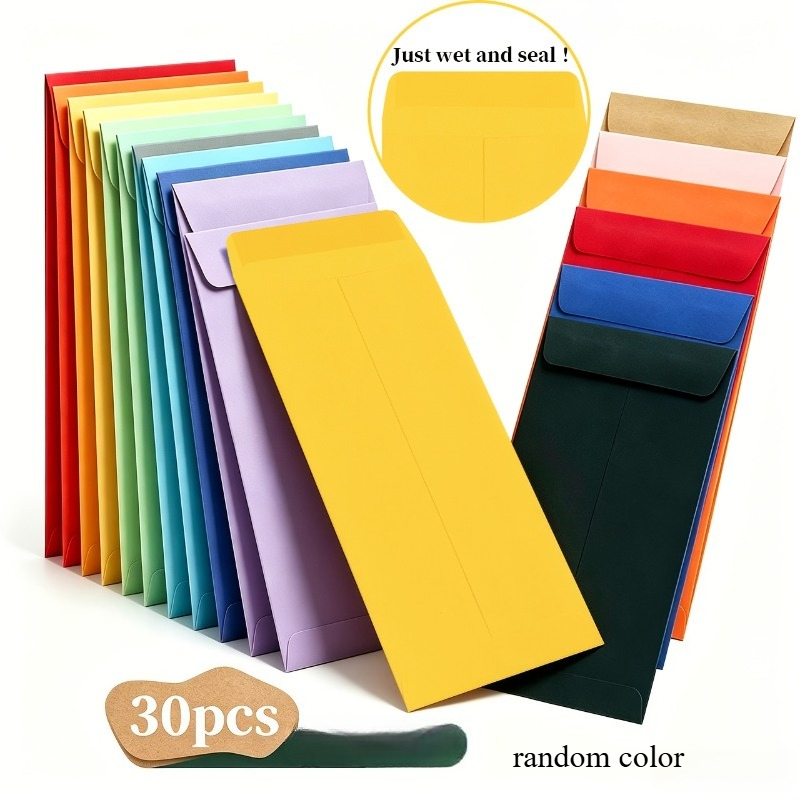 TEMU Lot de 30 enveloppes à argent auto-scellantes colorées de protection, enveloppes colorées pour , paie, économies, pièces, devises, lettres,