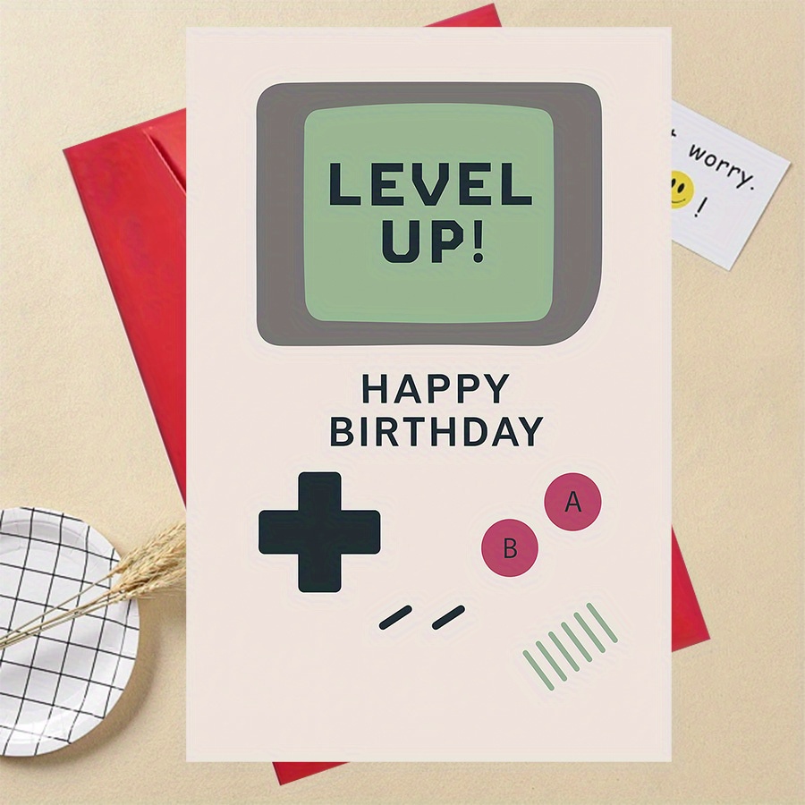 1pc Fun Gift-Retro Video Game Birthday Greeting Card "Upgrade" for Geek Friends, Unique Creative Celebration Greeting Card for Men and Women