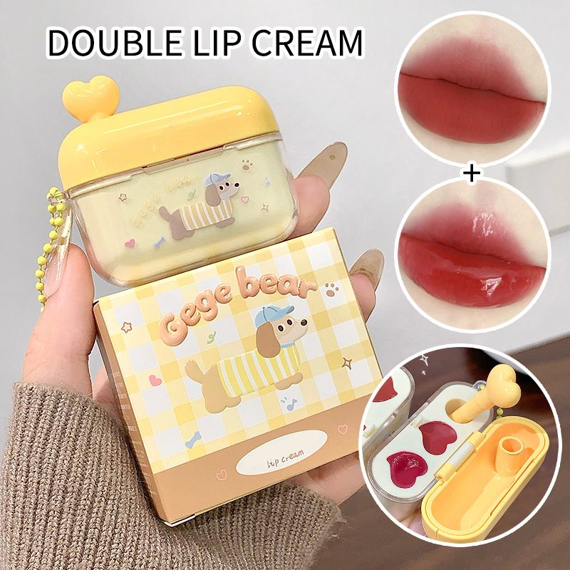 two in one gege bear water resistant velvet double sided lip