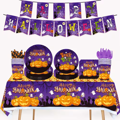 Halloween Party Supplies Set 92pcs Pumpkin
