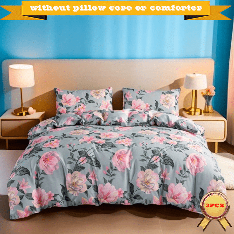 Flower Duvet Cover Set 3 Pieces King Bedding Sets Gnome Mother's Day Tulips Retro Linen Soft Luxury Comforter Cover Pillowcases Microfiber Bed並行輸入 Lily Single Duvet Cover Set 3D Printed Pink Flowers Bedding Set 3 Piece  Soft Microfibre Quilt Cover 135x200 cm and 2 Pillowcases 50x75 cm with  Zipper