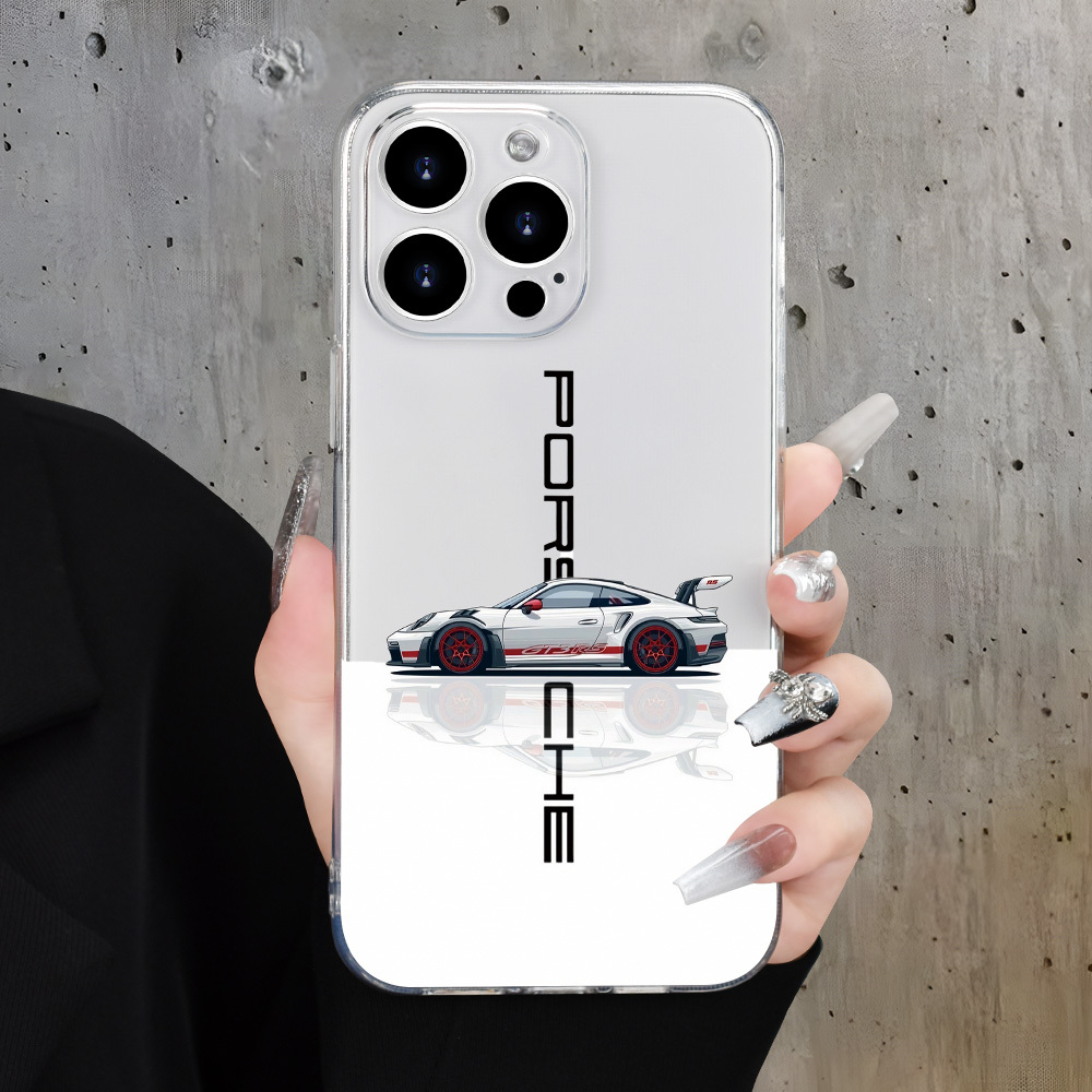 

Creative - Retro Sports Car English - Suitable For /15/14/13/12/11 Xs Xr X 7 8 Plus Pro Max - Transparent Tpu Soft Case, Provides Protection, A For Mobile Phone Decoration