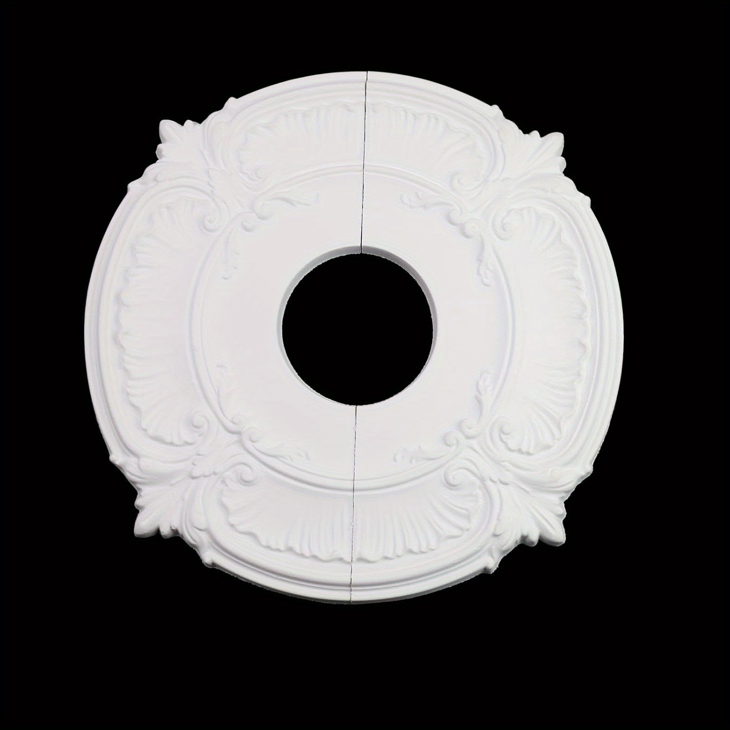 Ceiling Medallion For Chandeliers, Pendant Fans, And Backsplash Decor - Polyester Foam Molded, Lightweight, Non-electric, Wireless, Battery-free, Pre-cut Into 2 Pieces For