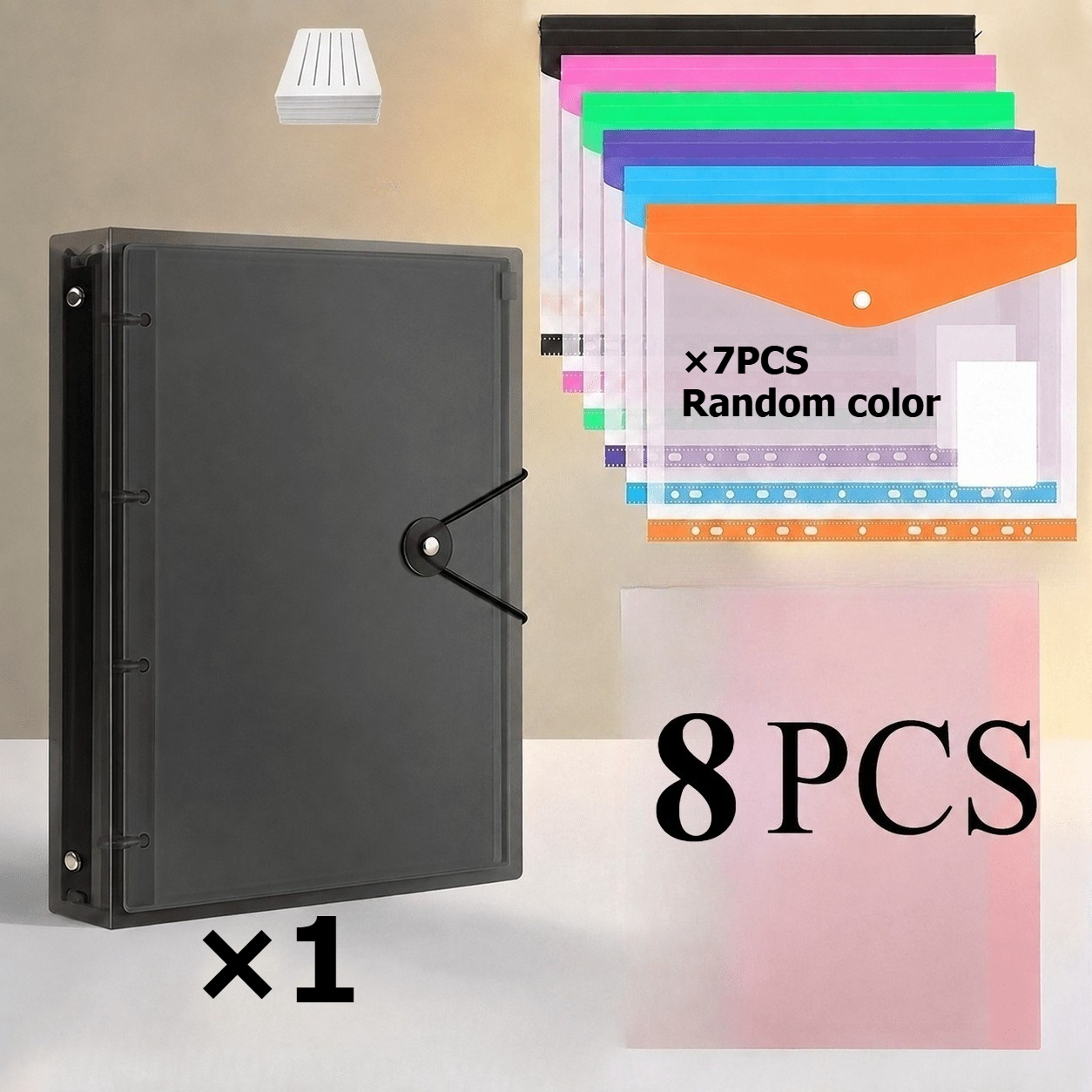 TEMU Набір для зберігання документів високої місткості, 8 шт. (1 + 7 кольорових папок для документів), спеціально розроблений для зберігання та