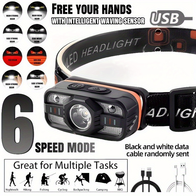 head lamps rechargeable sold on Temu United States