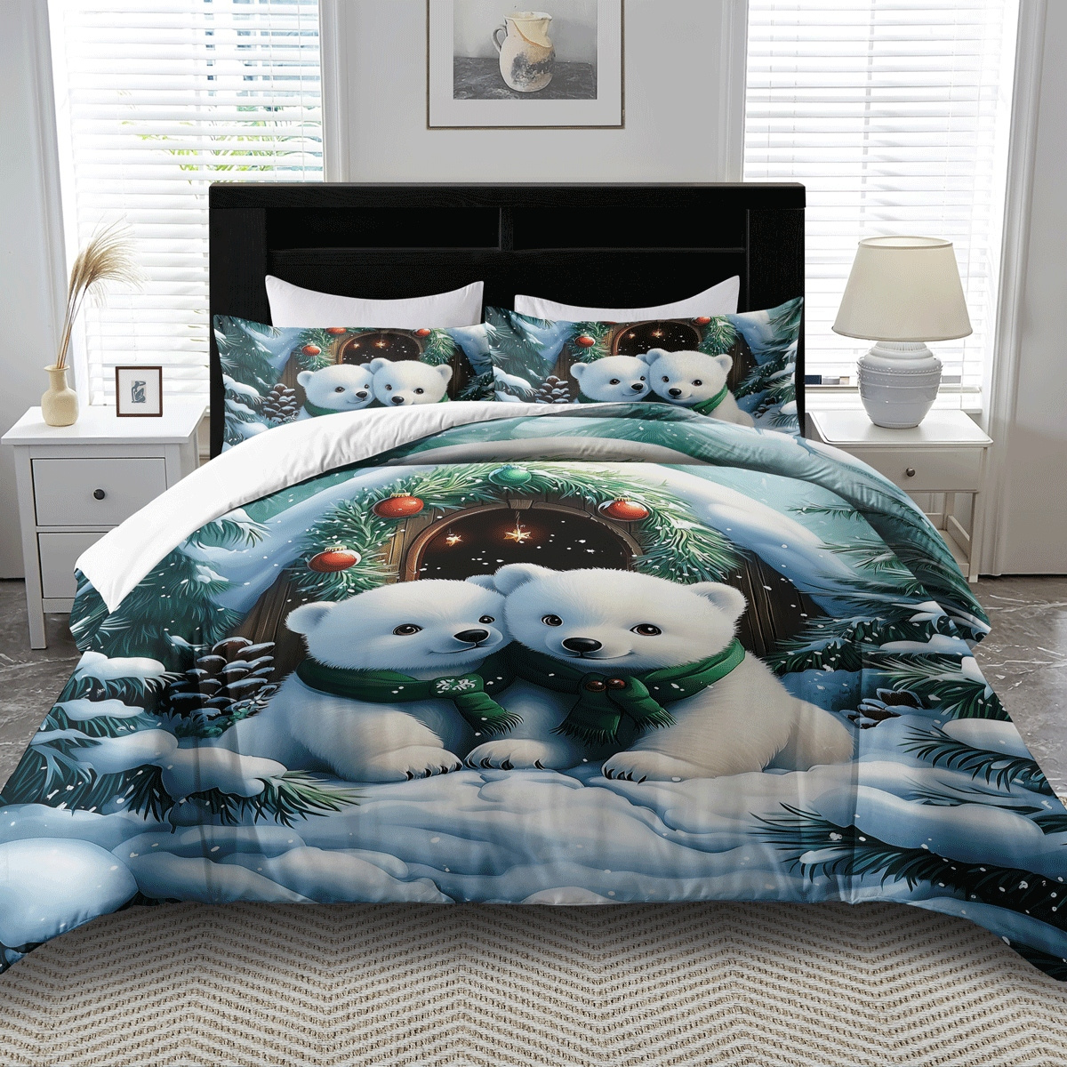 

2/3pcs Cartoon Polar Bear Themed Duvet Cover Set, Soft, Breathable, , Machine Washable, 100% Polyester, With Zipper Closure, For Bedding Set Includes 1 Duvet Cover And 1 Pillowcases (no Insert)