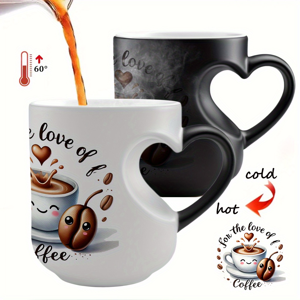 Love of Coffee: *-Shaped Handle, 11Oz (330Ml) Color-Changing Ceramic Coffee  Mug with * Character * Gifts