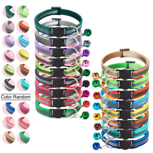 17pcs reflective cat id collars adjustable soft nylon adjustable breakaway identification collars for puppy kittens be send random