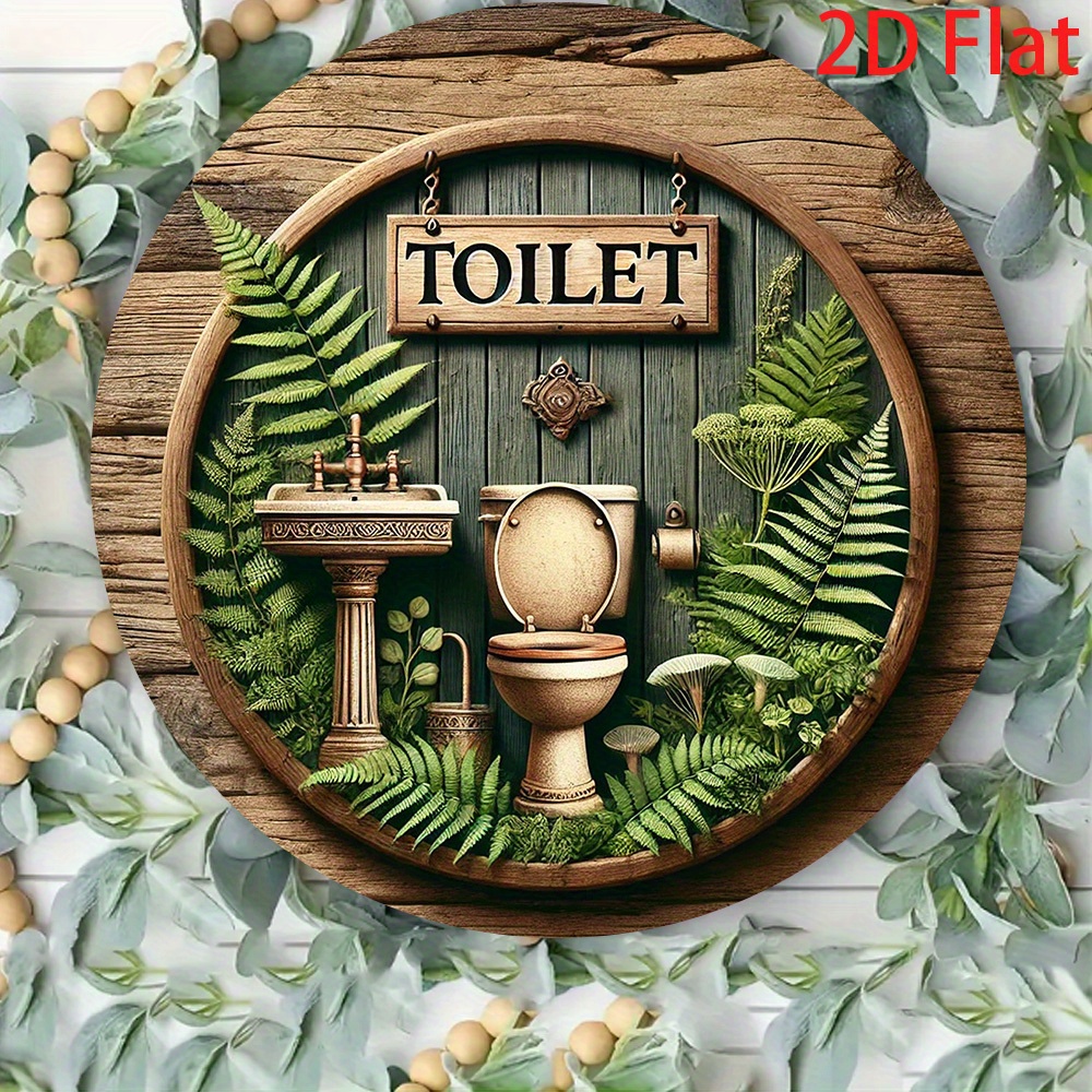 TEMU 2d Flat, 2d Flat Surface, 1pc Of 2d Flat Printed Metal Aluminum Sign, "toilet In " 20.32x20.32cm Metal Sign - Pre-drilled Holes For Hanging,