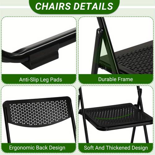 4 pack plastic folding chairs lightweight stackable commercial chairs portable event seats indoor outdoor for home event party picnic school wedding black