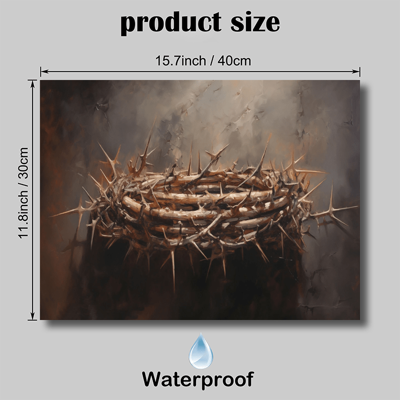 TEMU 1pc Wooden Framed Canvas Painting - Crown Of Thorns Easter Christian Art, 11.8x15.7 Inch, Religious Wall Decoration For Office, Classroom,