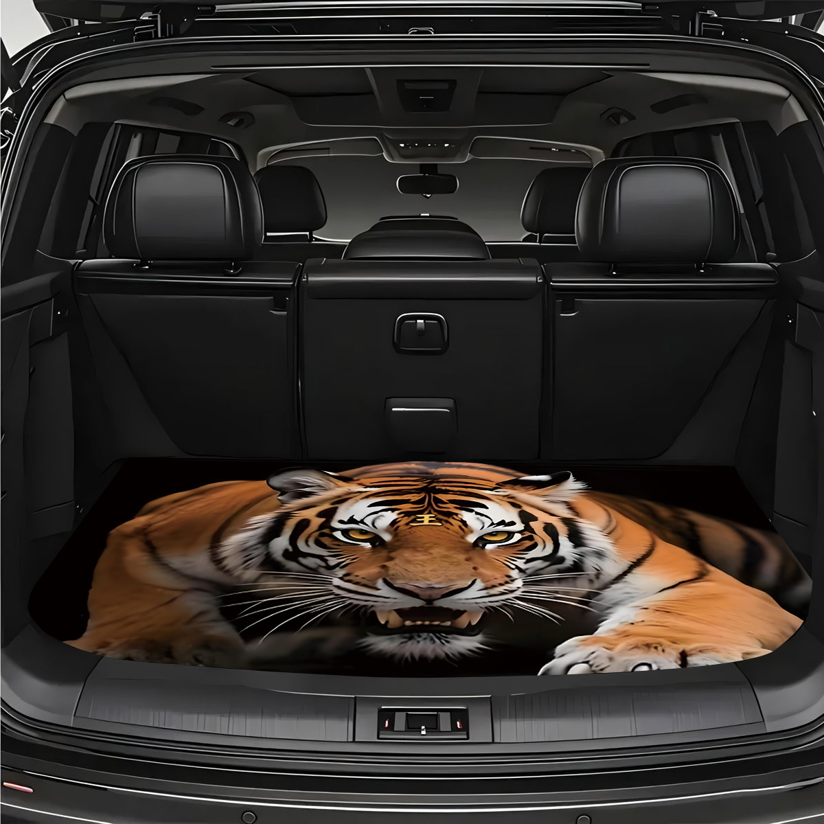 TEMU 1pc, Non-slip Trunk Mat, Featuring A Tiger With Golden Eyes Roaring Design - Made Of Durable Material, Keeps Your Trunk Dry And Tidy, Power And
