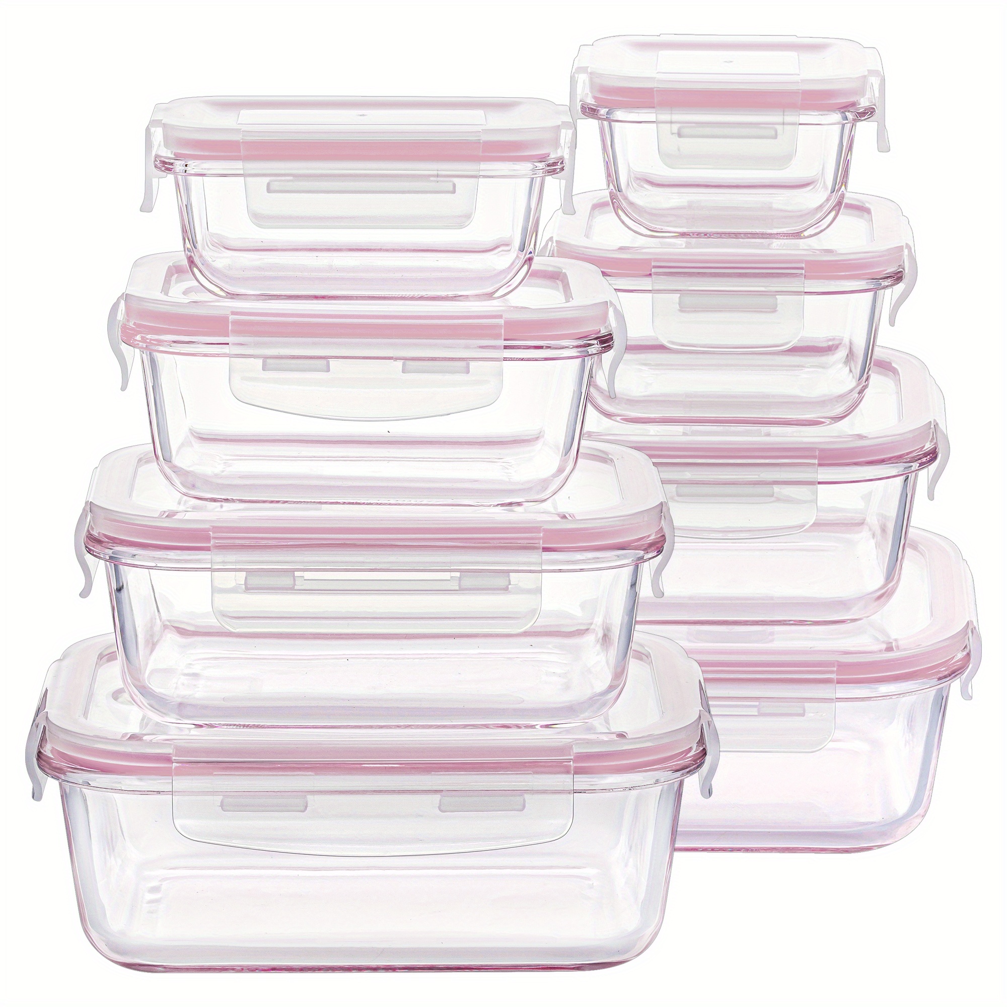 8pcs glass food storage containers with plastic airtight lids bpa free microwave oven freezer safe dishwasher safe rectangular meal prep containers for lunch snacks and     storage organizer lunch container modern kitchenware durable kitchen item Product details 4