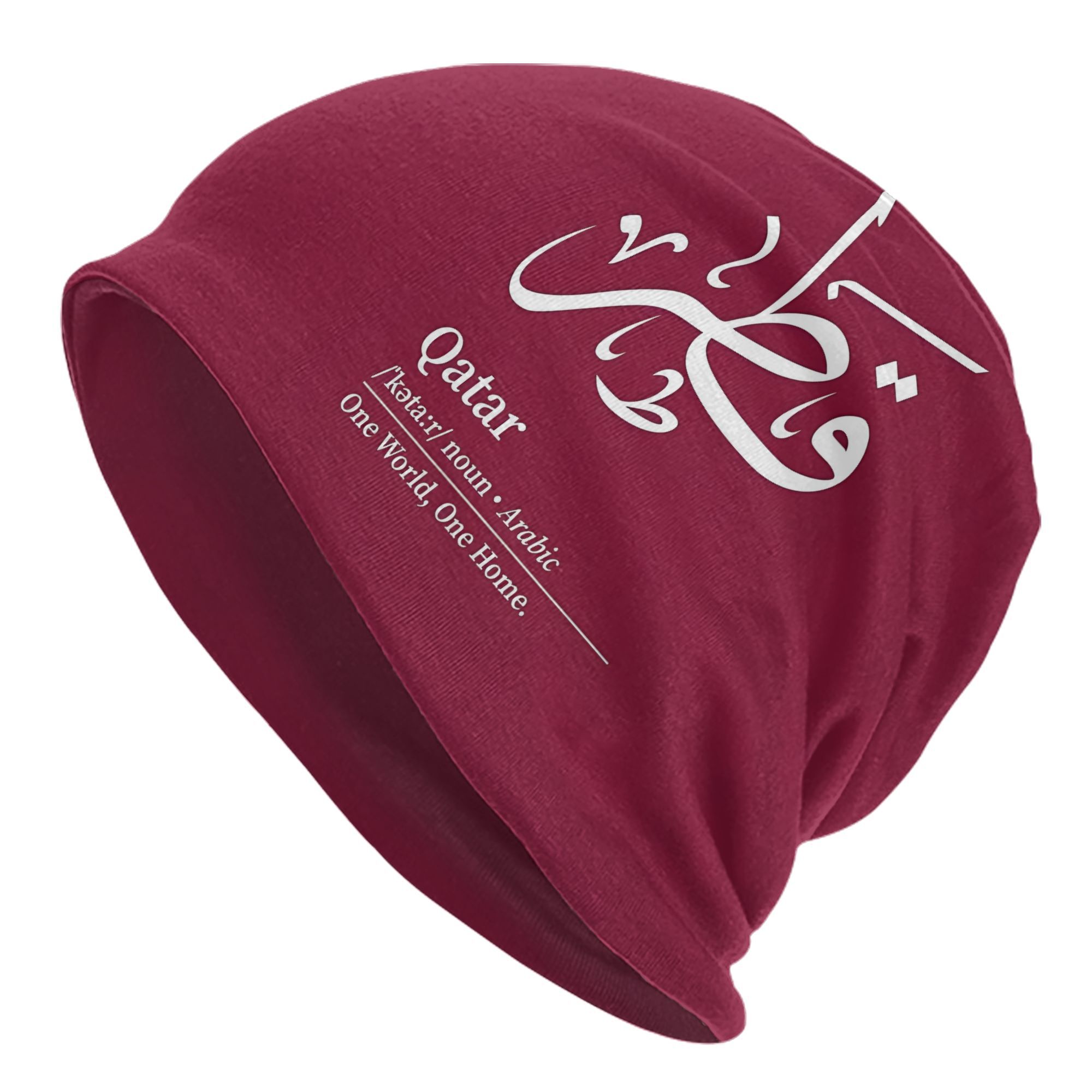 qatar country name word cycling and hiking clothing for autumn and winter with outdoor activities sports   versatile unisex novelty printed brimless pullover hat