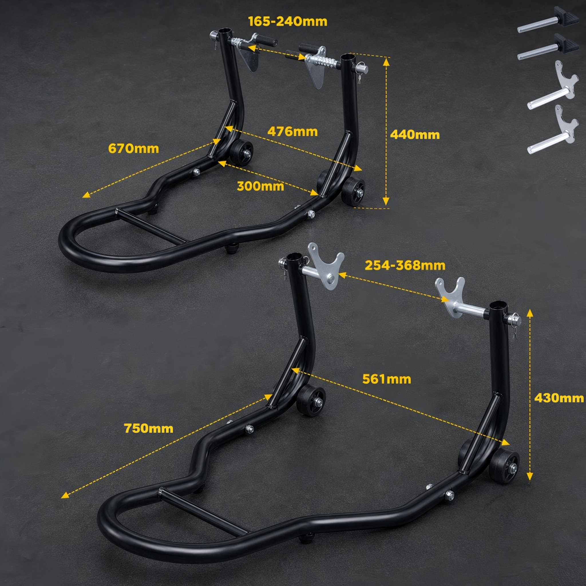 TEMU Front And Rear Motorcycle Paddock Stand, Motorcycle Lift Stand With 4 Wheels, Motorcycle Lift