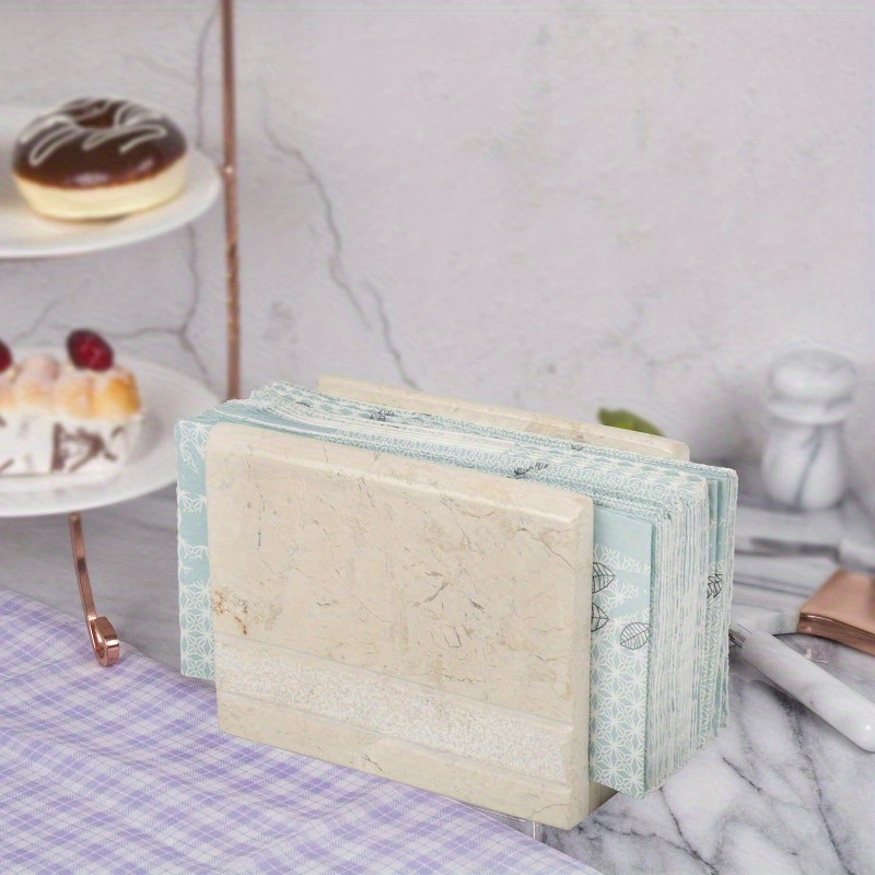 natural   marble hand carved collection tabletop napkin holder stand tissue paper dispenser decorative kitchen countertop dining table organizer 3 x 5   5 h beige Product details 4