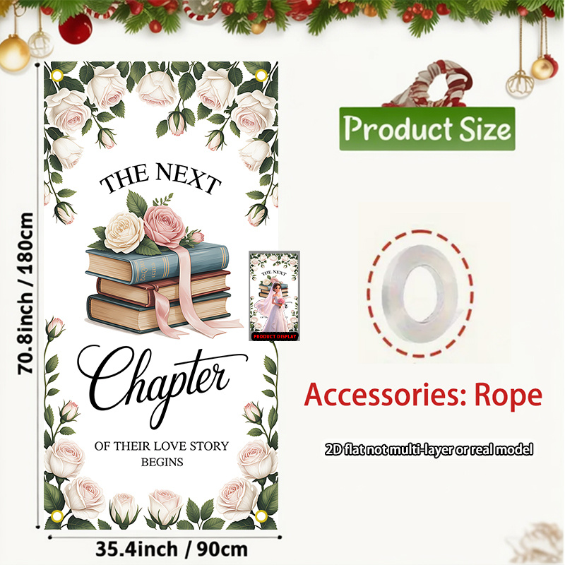 TEMU 2d Flat, 2d Flat Banner, 1pc The Next Of Their Begins Perfect For Romantic Wedding Door Decor, Bridal Curtain, Engagement Backdrop, No Power