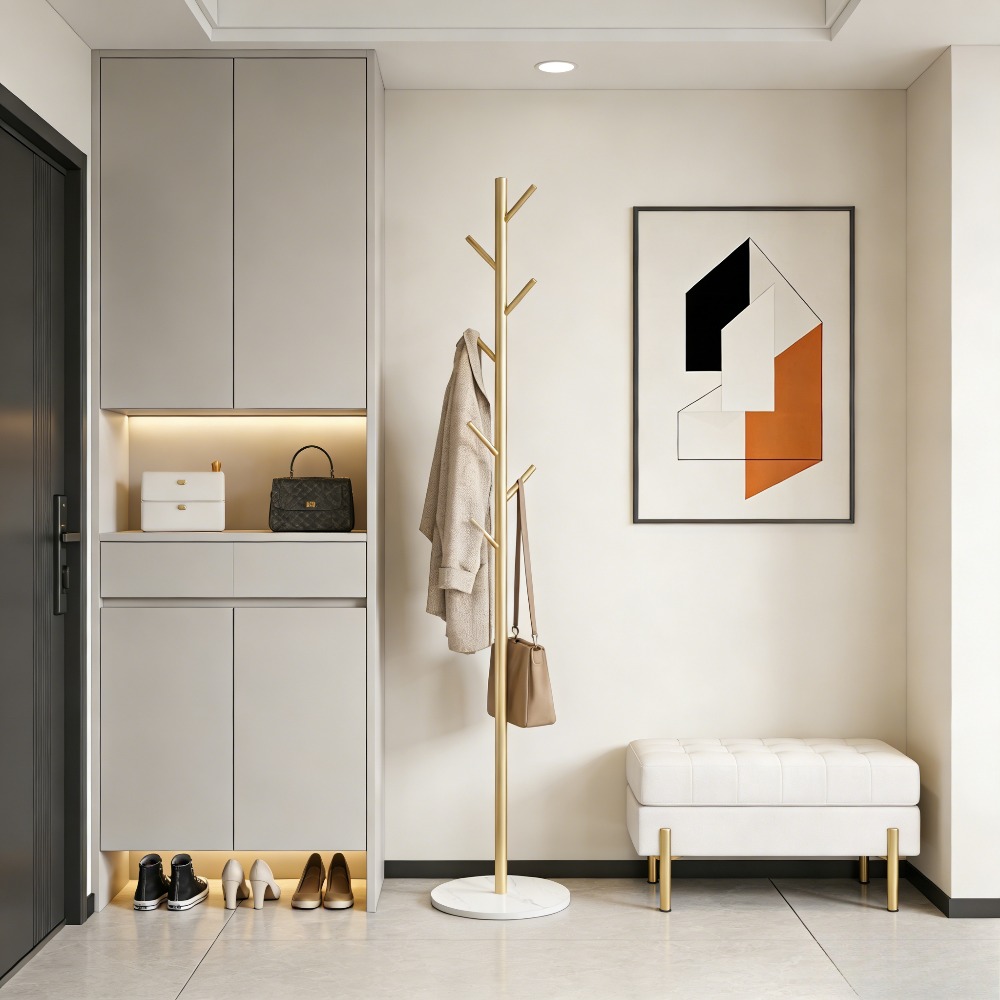 Image of Freestanding Coat Rack, Open Wardrobe System, Modern Freestanding Clothes Rail, Jacket Stand For Living Room Bedroom, 170cm, Golden
