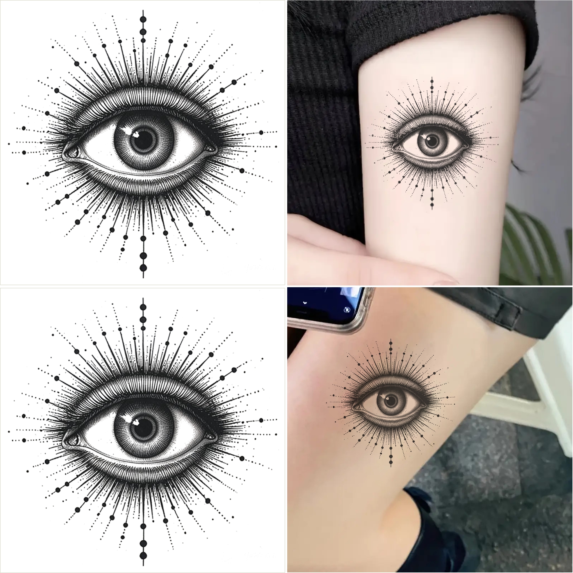 2pcs Eye Temporary Tattoo For Adults Waterproof, Long-lasting, Realistic Perfect For Halloween Body Art Stickers Fake Tattoo Stickers For , Party Favors, Gifts