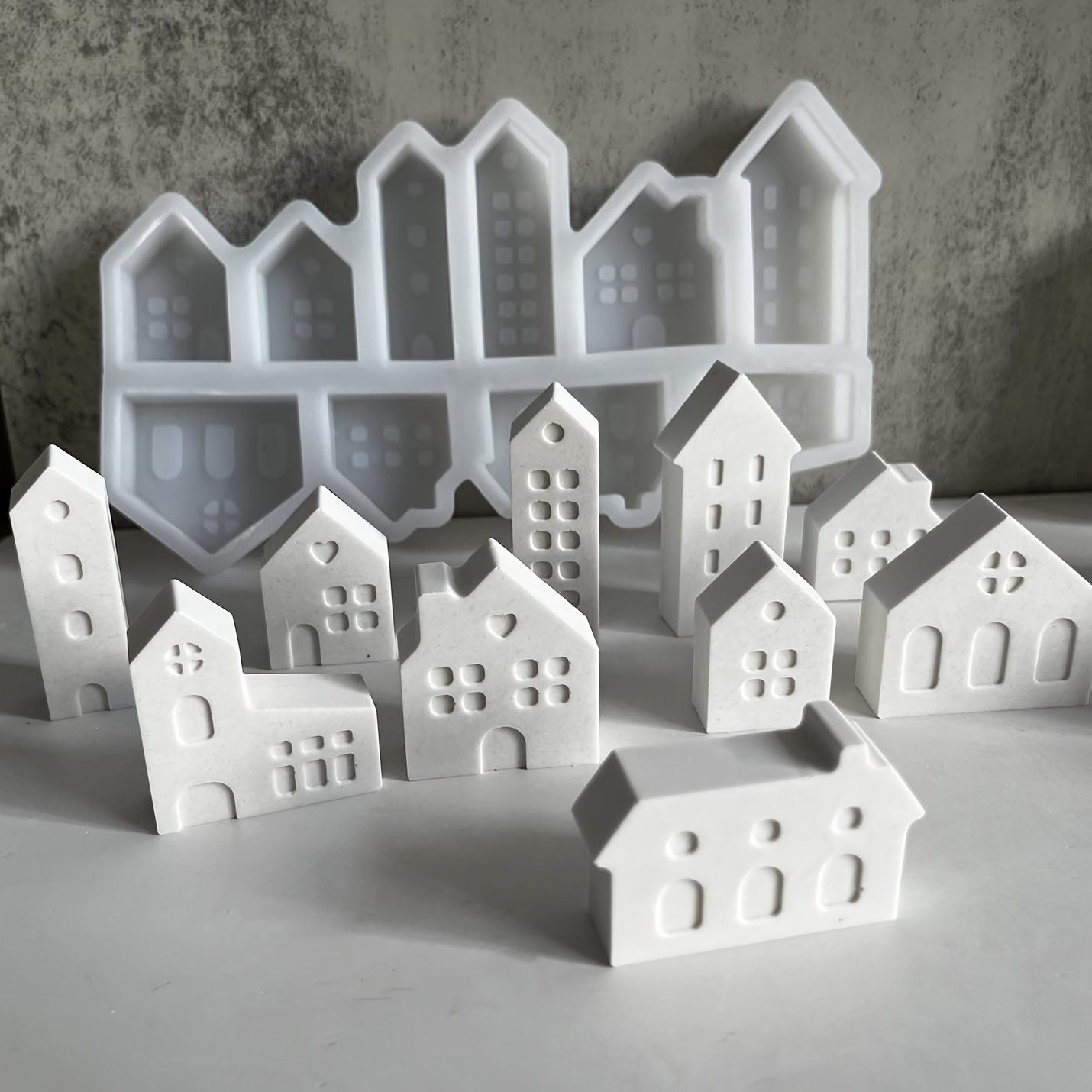 TEMU Small House Resin Silicone Mold - Nordic Church Castle Mini House Decorative Ornament Plaster Candle Resin Mold