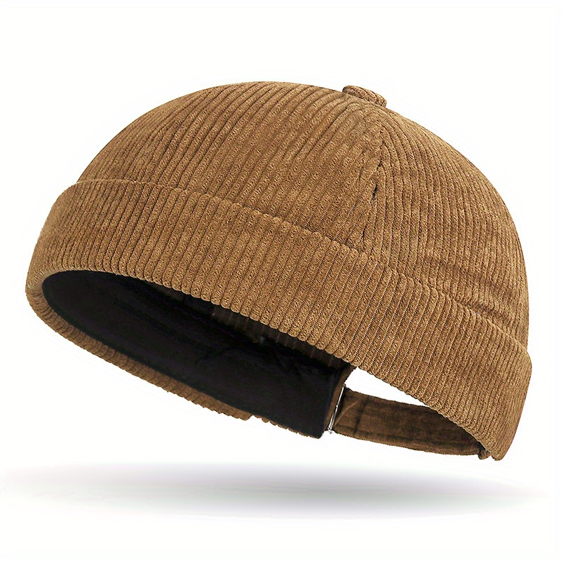 

1pc Unisex Polyester Corduroy Dome Cap - Casual Woven Tang-style Hip-hop Hat For Spring, Autumn, And Winter