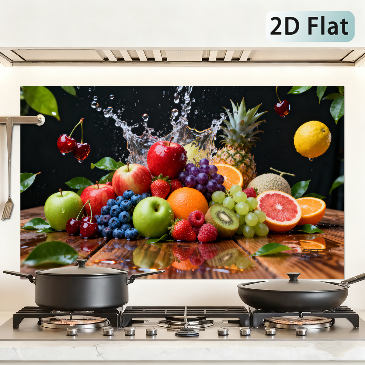 TEMU Un autocollant mural vibrant sur le thème des fruits pour , fabriqué en vinyle PVC auto-adhésif plat 2D. Il mesure 23.62 par 39.37 pouces et