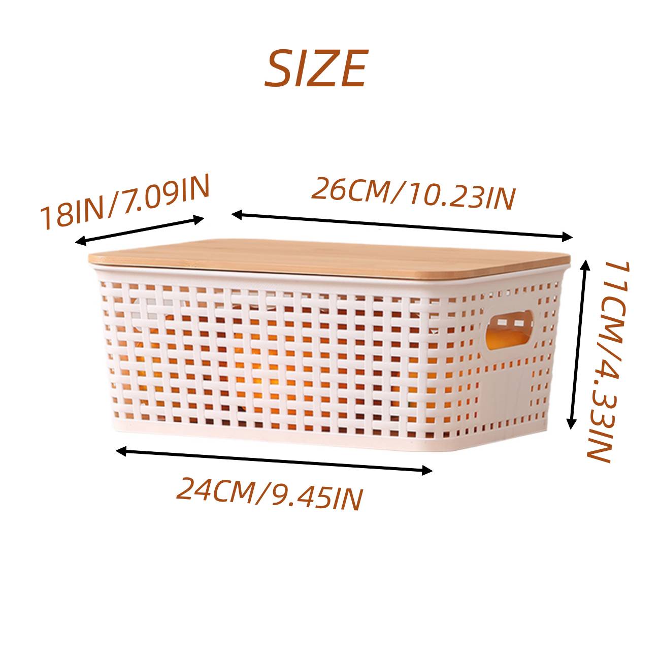 6pcs Stackable Plastic Storage Baskets with Natural Bamboo Lid