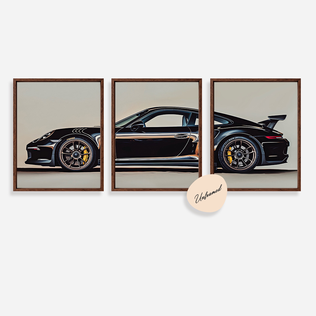 

Print Painting, 3pcs Set Of Sleek Black Sports Car Posters - Trendy Wall Art For Car Enthusiasts, Home, Office, Or Dorm Decor, 8x10 Inches, Room Decor