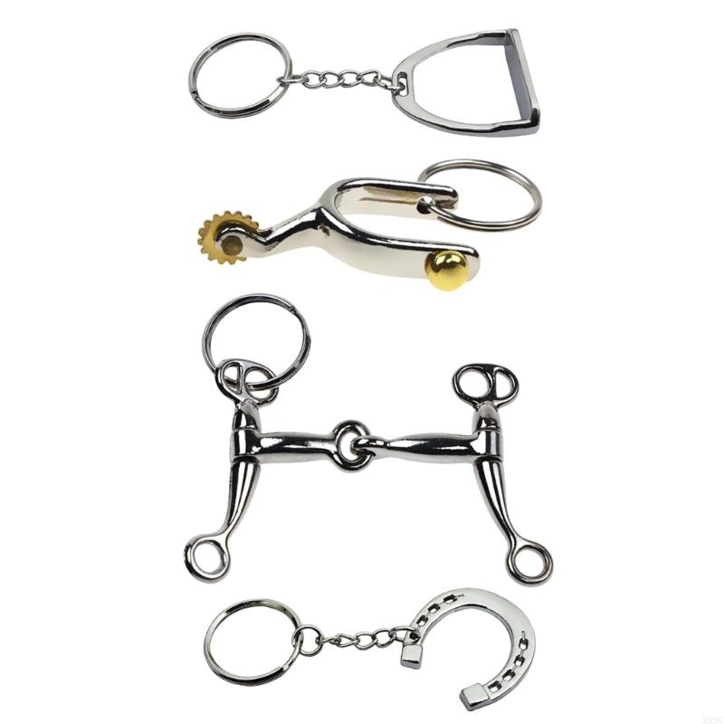 TEMU 4pcs Silvery Wear Proof Equestrian Keychain For Men Women Gift For Home Motorcycle Use