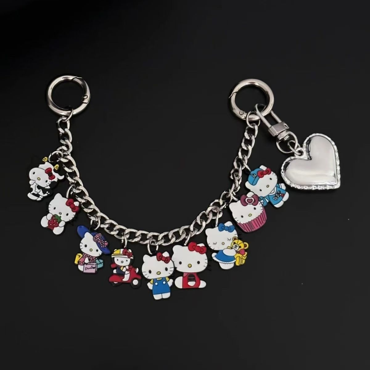 Cute Hello Kitty Metal Bag Charm - Colorful Multi-character & Street Style Pendant, Durable Metal Keychain Accessory For Teens, Backpacks, Purses, Party & Everyday Use