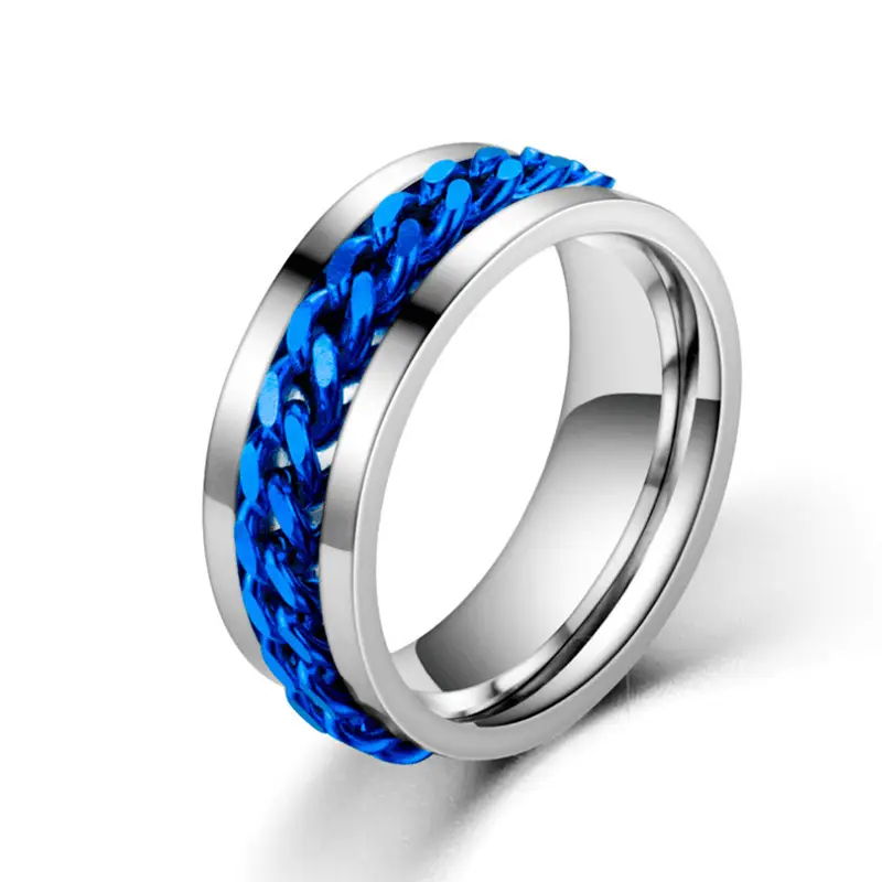 925 silver rotatable chain ring fashion creative casual attire mens and womens rings Product details 4