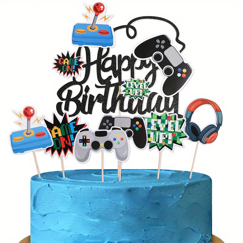 game console theme happy birthday party cake topper retro Temu