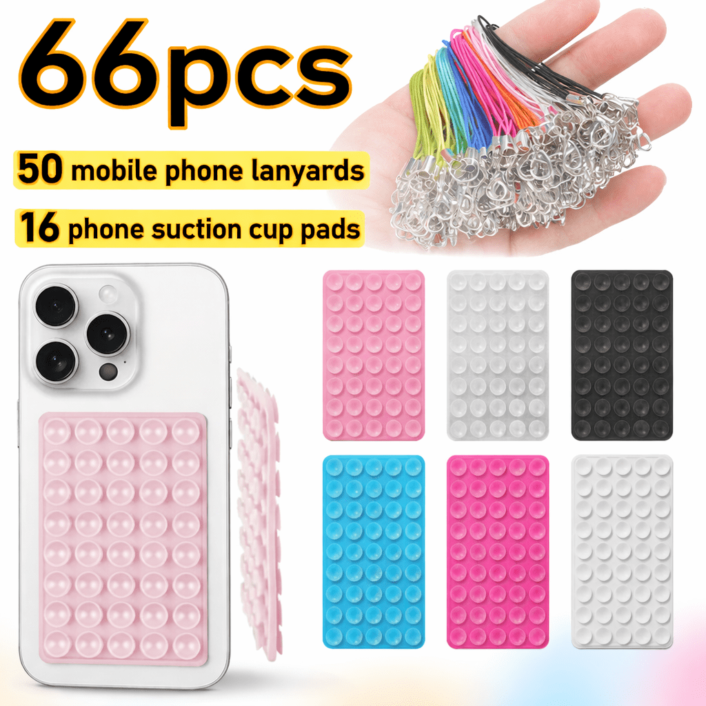 TEMU Set da 66 pezzi: 16 ventose per telefono + 50 cordini per telefono, disponibili in colori. Compatibile i modelli di telefono. Garantisce un
