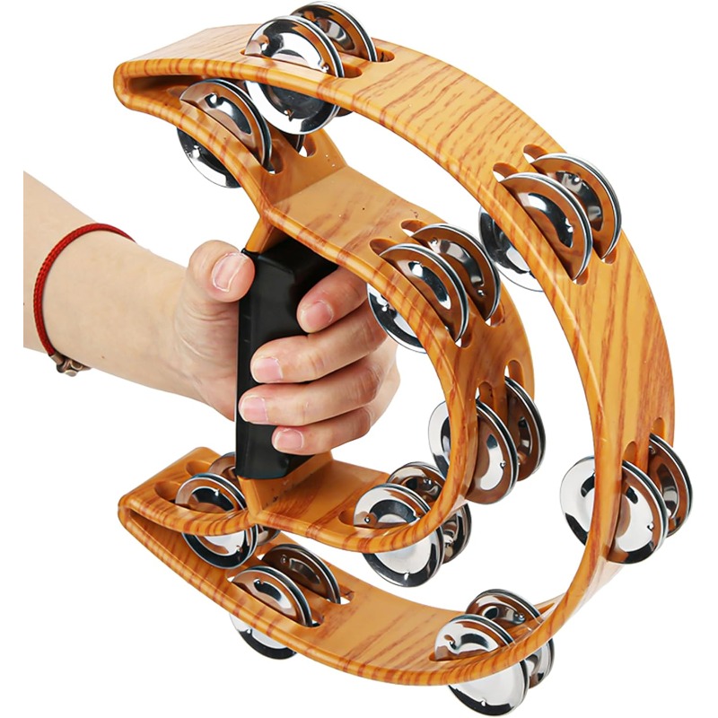 professional half moon   with   handheld percussion drum heavy jangling bars ergonomic handle for church concerts parties adult musical instrument suitable   musicians holiday gifts