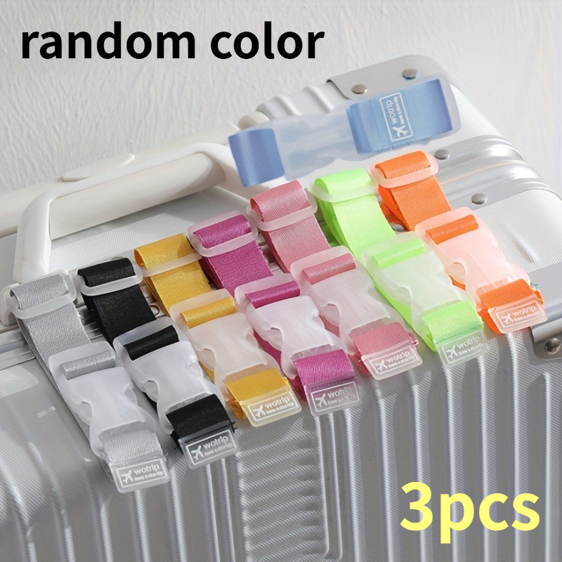 3pcs Set Of Random Color Adjustable Luggage Straps -release Buckles And Detachable Design — Heavy-duty Belt System, Suitable For Cars, Airplanes, Trains, Buses — Luggage Accessory Fastening System