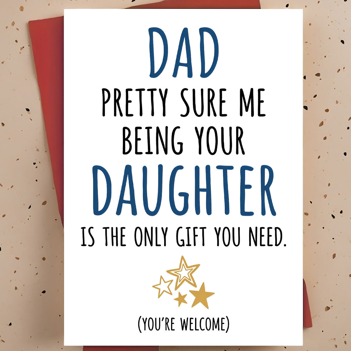 TEMU 1pc Funny Father's Day And Birthday Greeting Card For Dad Father – Star Minimalist Hand-drawn Style, Humorous Card, With Envelope