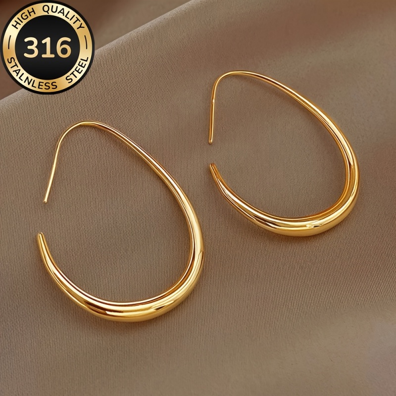 TEMU High-quality Hypoallergenic Steel Earrings, 18 Gold-plated, Anti-fading, Large Hoop Earrings, Women's Fashion Earrings, Exaggerated Earrings,