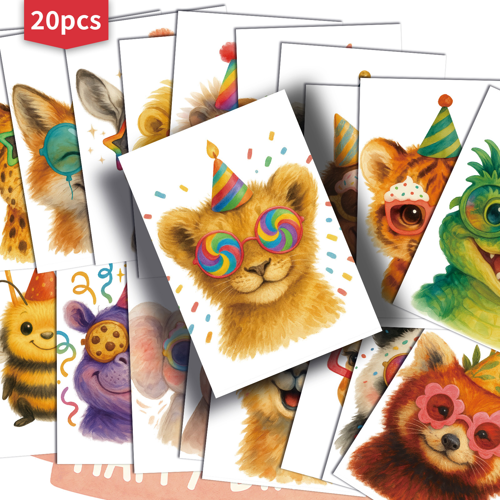 TEMU Set Of 20 Retro-style Postcards Featuring Colorful Birthday , Measuring 4x6 Inches. Ideal For Junk Journaling, Classic Pinup Illustrations Serve